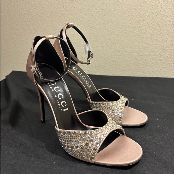 Gucci Crystal- Embellished Satin High Heels - Picture 4 of 8